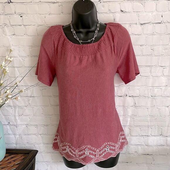 Fever Boho Embroidered Bottom Shirt Top - Picture 1 of 9